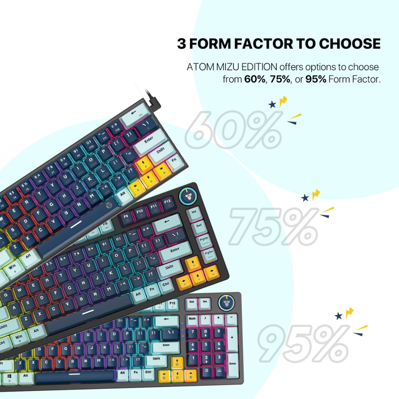 76de4717a72d6270eb8e1bf255724c79 Tastatura Mehanicka Gaming Fantech MK876 RGB Atom TKL siva (Blue switch)