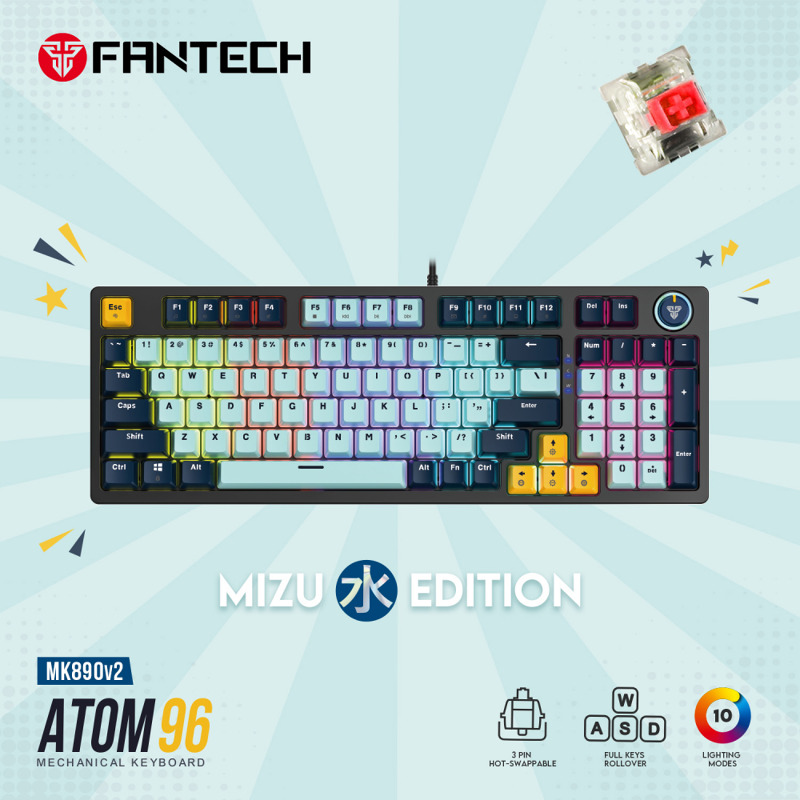 b0c732c4dc91e396603bb6708ca21fa2 Tastatura Mehanicka Gaming Fantech MK912 RGB Atom PRO63 Wireless Saturn (red switch)