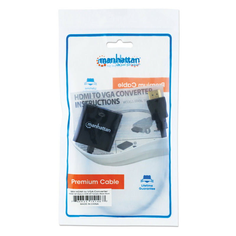 850cac590a4999e74997713ce29e2e2d Adapter Manhattan 151634 DisplayPort/M - HDMI/F 1080p Crni
