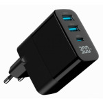 29ffed71deb10595c13e377803ea0d6c TA-UC-PDQC30LCD-BK-02 Gembird GaN USB brzi punjac, 30W 3-port (2xUSB-A+ USB-C), LCD, black