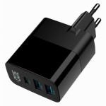 41298d6dbb838af955cb3d4fe7dc0a64 TA-UC-PDQC30LCD-BK-02 Gembird GaN USB brzi punjac, 30W 3-port (2xUSB-A+ USB-C), LCD, black