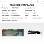 6d1045b8c8f11f834e3f02845f60d947 Tastatura Mehanicka Gaming Fantech MK914 RGB Atom PRO96 Wireless Saturn (red switch)