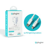 028d69a19df9c373e181b13338688158 Kucni punjac Pluginn PI-D73-27w, PD 3.0, PPS, 27W sa PD iPhone lightning kablom beli CE