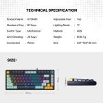 082adc7b9b7cff11642edbd761771407 Tastatura Mehanicka Gaming Fantech MK875 RGB Atom 81 Navy (Red switch)