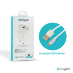 f40f94ec916b87410065ae93a685afd8 Kucni punjac Pluginn PI-D52S, QC3.0 18W sa micro USB kablom beli CE