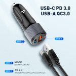 e8663eef53f4e64f25fd89d08e5cf750 Auto punjac LDNIO C510Q PD/QC3.0 36W sa Type C kablom