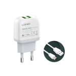 6e87ac067edc499e65fd0dde28641d27 Kucni punjac LDNIO A2219 2xUSB 5V 2.4A 12W sa micro USB kablom beli