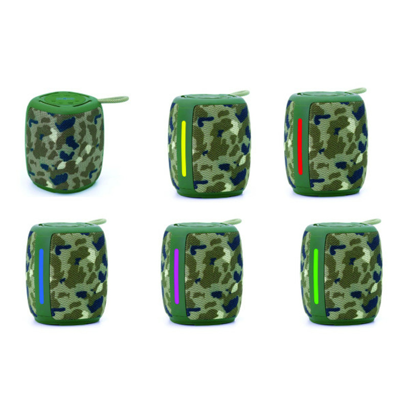 323474c5edf6b35306bce884c9297d9c SPK-BT-LED-03-CM Gembird Portable RGB LED Bluetooth speaker 5W, BT, FM, TF, USB, Handsfree, camo