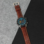 5123284627527fe752478b01b5b0c6c3 Narukvica elegant relief kozna za smart watch 22mm tamno braon