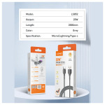 685bc3c23124fc1f8ba204544f8d29f7 Data kabl LDNIO LS851 25W Fast micro USB sivi 1m