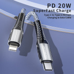 bacb6dba50f97e4ba1dc95808dce6d95 Data kabl KONFULON DC35 PD 20W Super Fast Charge Type C na lighting sivi 1m