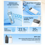 d96bfc34895b9604b53f53964e10ccfa Back up baterija REMAX Stervui series RPP-620 PD 20W + QC 22.5W Fast Charging 20000mAh crna