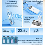 eefe6f41097f240d27bb8cb65f56982c Power Bank with 2 Fast Charging Cables REMAX Stervui Series RPP-619 PD 20W+ QC 22.5W 10000mAh crni