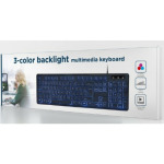 830869f27ff0b48d7a8c2ef38e74780d KB-UML3-02 Gembird LED multimedijalna tastatura sa pozadinskim osvetljenjem, US layout USB