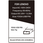 70a455606e2f4f795b981d84237c6a4d NPA65-200-3250 (IB04) ** Gembird punjac za laptop 65W-20V-3.25A, USB PIN Yellow (778 Alt=IB08)
