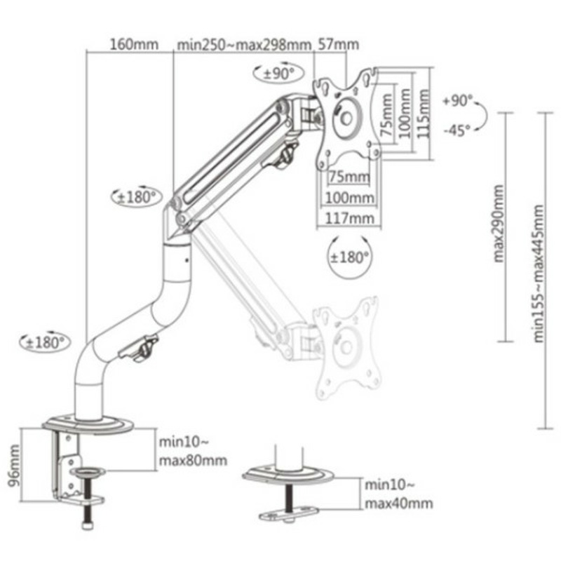 b0223ac32b78cc7652dcf6682b0f2825 MA-DA1P-01 Gembird Podesivi stoni drzac za monitor,tilt, 17-32 max.9kg