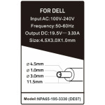 f95fd82fed4566e7da954147cc0a06ae NPA65-195-3330 (DE07) **Gembird punjac za laptop 65W-19.5V-3.33A, 4.5x3.0mm Black PIN (858)