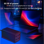 e6dda4a65d367eac06f3714de527280e TA-UC-2A2C-PD65-01-BK Gembird 4-port 65W GaN USB PowerDelivery brzi punjac, black