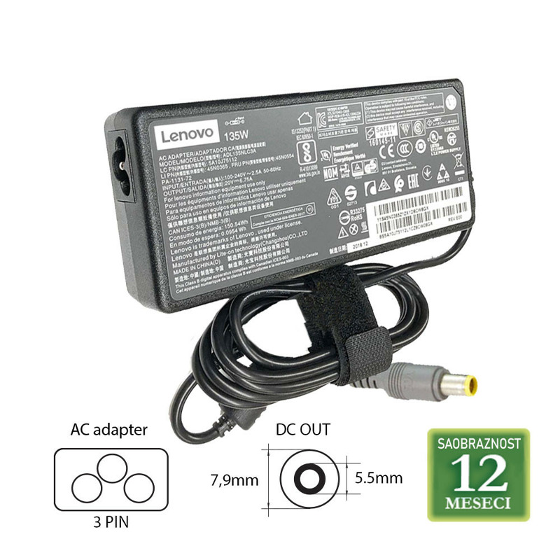 59b706d76c98ee8967170f4885672c53 NPA65-195-3340 (DE03) **Gembird punjac za laptop 65W-19.5V-3.34A, 7.4x5.0mm black PIN (769 Alt=DE10)